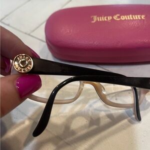 Juicy Couture Pink Clam Shell Case/Women's Eyeglass Frame/kids w/Gold Logo 2 pcs